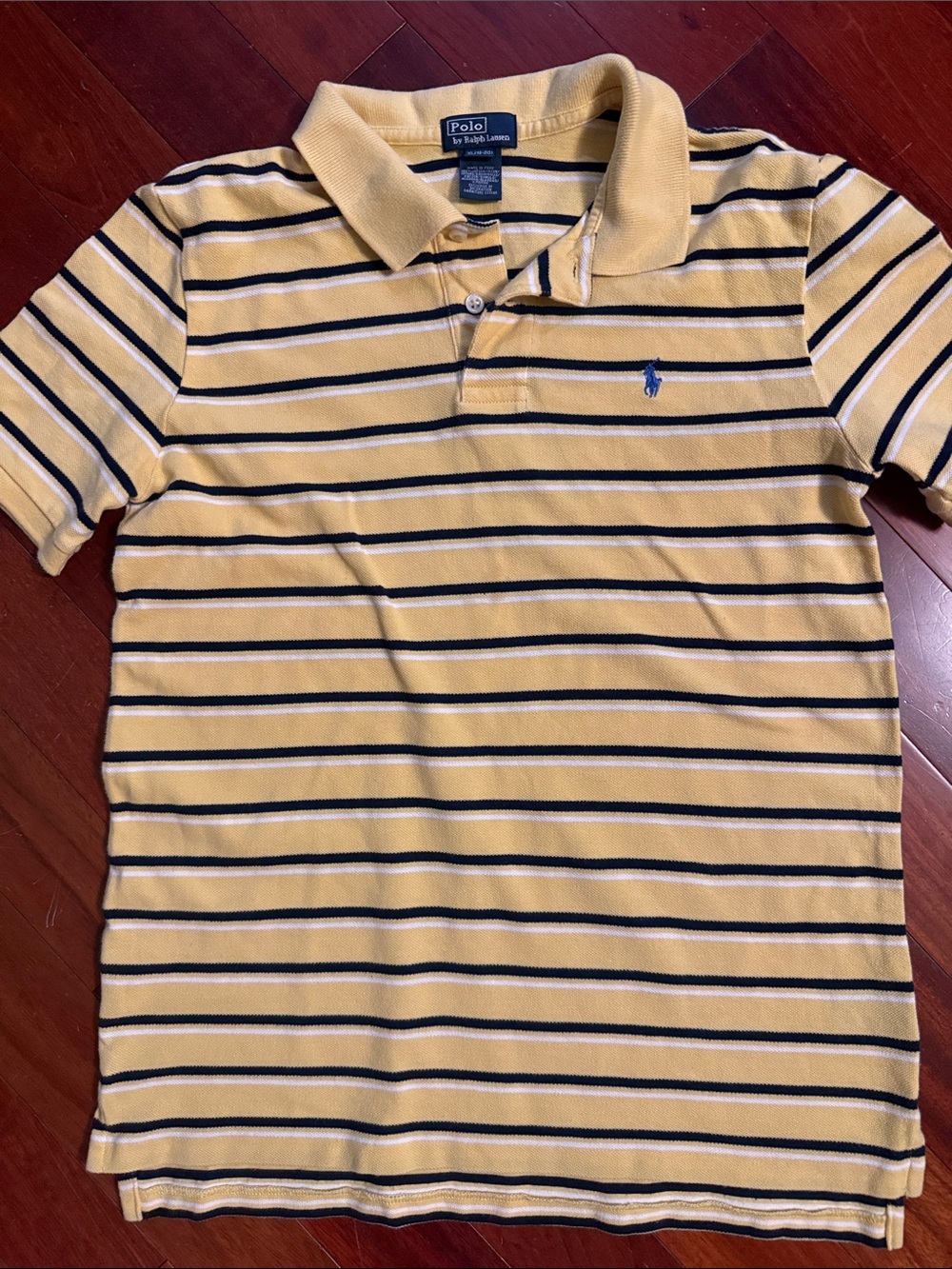 Polo by Ralph Lauren Yellow Striped Polo with Navy & White Accents